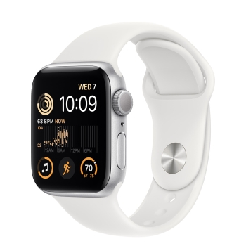Apple Watch SE 40mm Silver Aluminum Case with Sport Band White