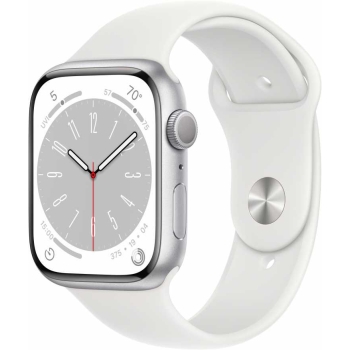 Apple Watch Series 8 45mm Silver Aluminum Case with Sport Band White