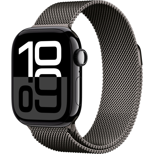 Apple Watch Series 10 46mm Jet Black Aluminum Case with Milanese Loop (2)