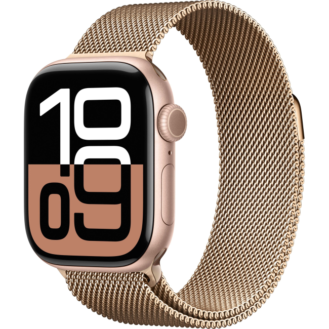 Apple Watch Series 10 46mm Jet Rose Gold Aluminum Case with Milanese Loop (3)