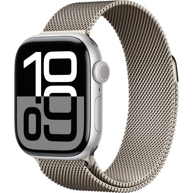 Apple Watch Series 10 46mm Jet Silver Aluminum Case with Milanese Loop (2)