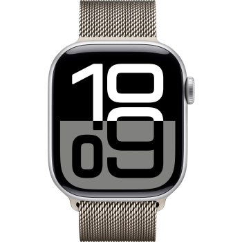 Apple Watch Series 10 46mm Jet Silver Aluminum Case with Milanese Loop