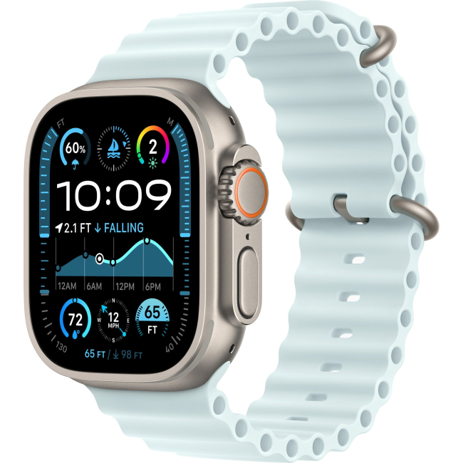 Apple Watch Ultra 2 (2024) 49mm, Натуральный титан, Ice Blue Ocean Band