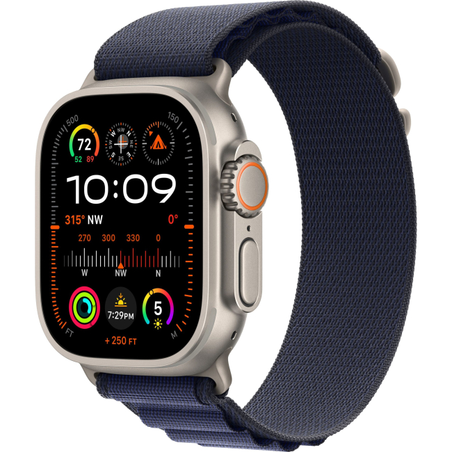 Apple Watch Ultra 2 (2024) 49mm, Натуральный титан, Navy Alpine Loop