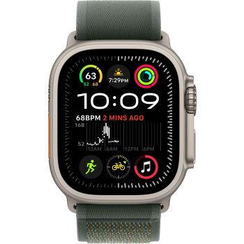 Apple Watch Ultra 2 (2025) 49mm Natural Titanium Case with Green Trail Loop