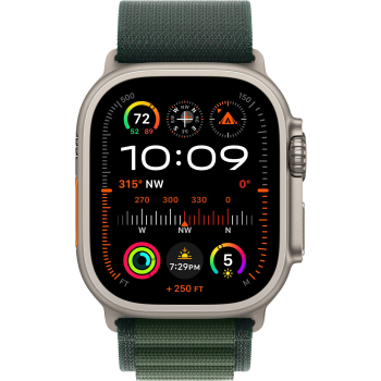 Apple Watch Ultra 2 (2025) 49mm, Натуральный титан, Dark Green Alpine Loop