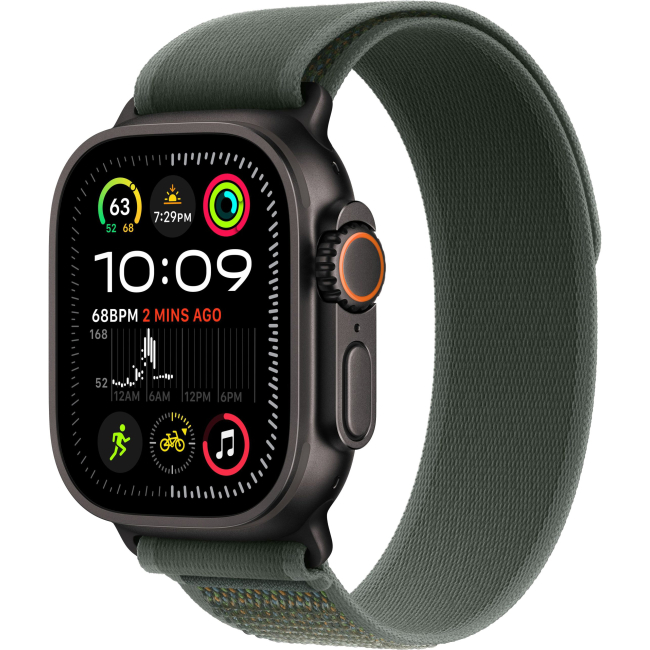 Apple Watch Ultra 2 (2026) 49mm Black Titanium Case with Green Trail Loop