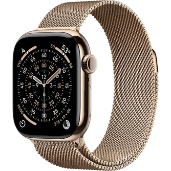 Apple Watch Series 11 46mm Gold Titanium Case with Milanese Loop Gold