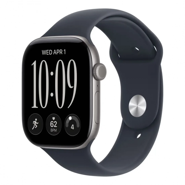 Apple Watch Series 12 GPS 42 мм Space Gray / Blue Sport Band — ракурс