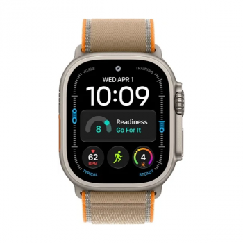 Apple Watch Ultra 4 Natural Titanium 49 мм Sand Trail Loop — фронтальный вид