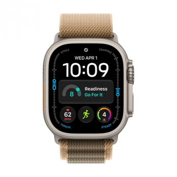 Apple Watch Ultra 4 Natural Titanium 49 мм Desert Alpine Loop — фронтальный вид