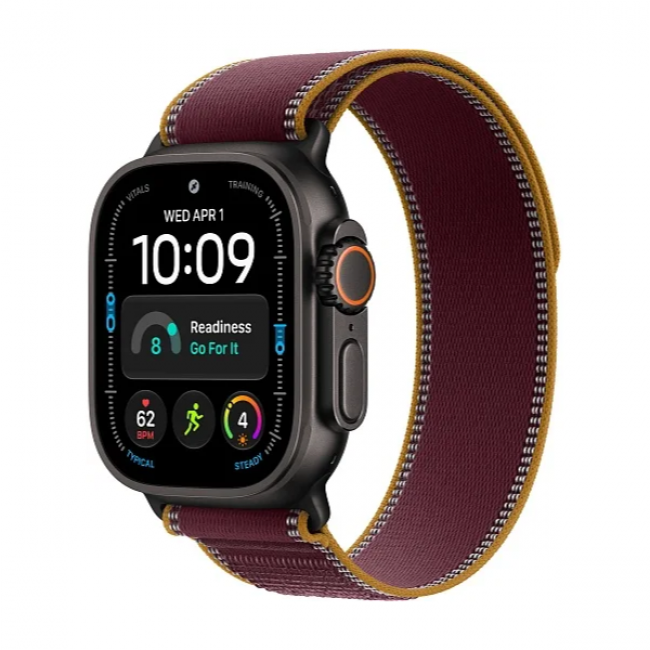 Apple Watch Ultra 4 49 мм, Black Titanium, Burgundy Trail Loop