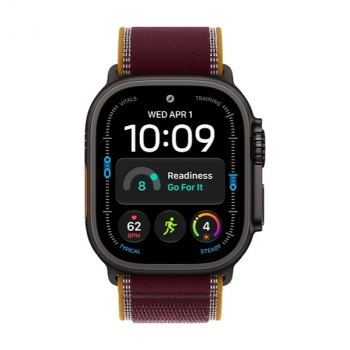 Apple Watch Ultra 4 49 мм, Black Titanium, Burgundy Trail Loop